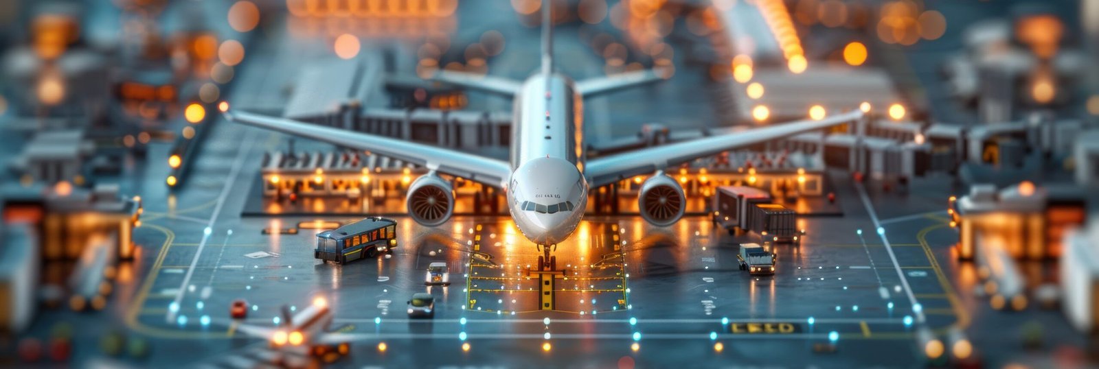 Modern Airport Terminal: 3D Illustration of a Busy Hub with Airplanes, Passengers, and Contemporary Amenities