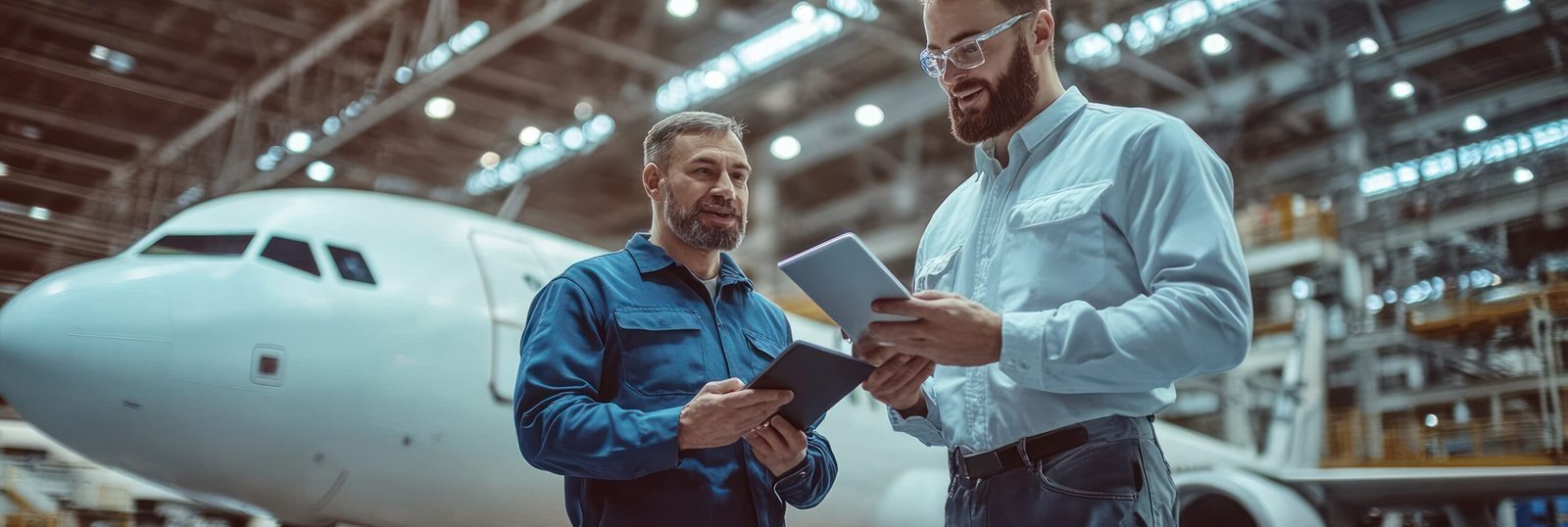 Aircraft Maintenance Workers having Conversation. Holding and using Tablet --ar 16:7 --style raw --stylize 250 --v 6.1 Job ID: a733f161-ec38-4176-9de6-c07c76caf9c7